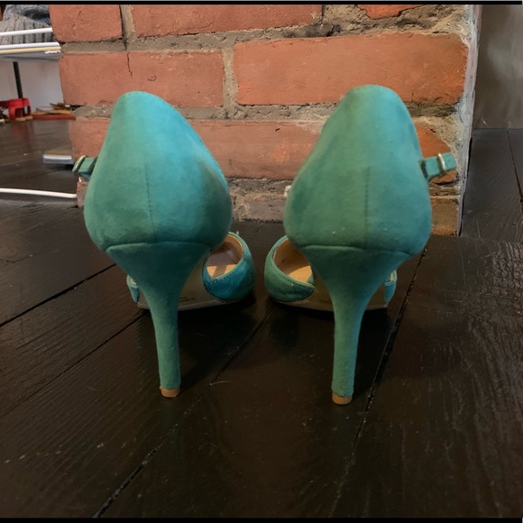 ModCloth Retro Turquoise Suede Heels - Picture 3 of 5